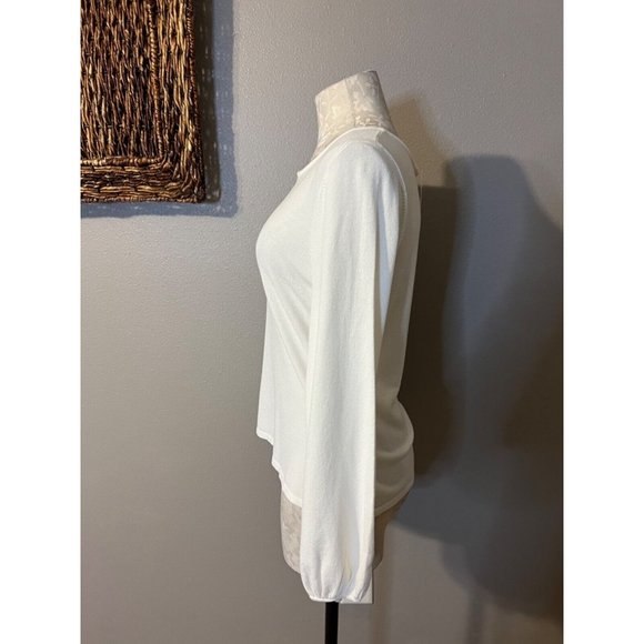 Ann Taylor Top L Large Cream Ivory Balloon Sleeve NWT - Picture 4 of 6